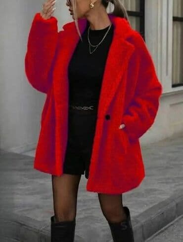 kaputi sa prirodnim krznom: Ženska teddy kaput/jakna sa krupnim plišanim flisom. Model do sredine — 2