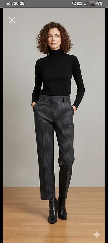 ugg sive: Ženske elegantne pantalone sa prugama - Kroj: klasičan, ravne — 1