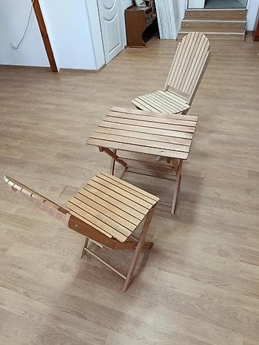 pokretna stolica: Prodajem baštenski drveni sto i dve stolice, do sada nekorišćene — 6