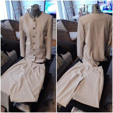 Elegantni ženski komplet – sako i pantalone, u svetloj bež/ekru na lalafo.rs Elegantni ženski komplet – sako i pantalone, u svetloj bež/ekru