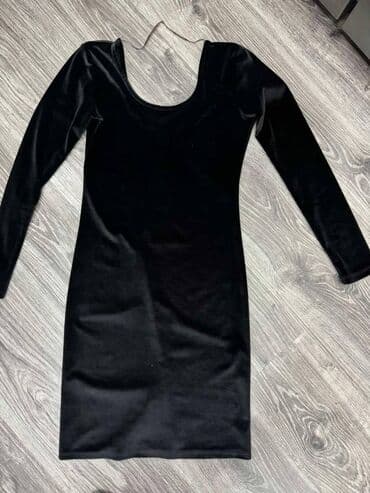 haljine od rebrastog pamuka: S (EU 36), color - Black, Long sleeves — 1
