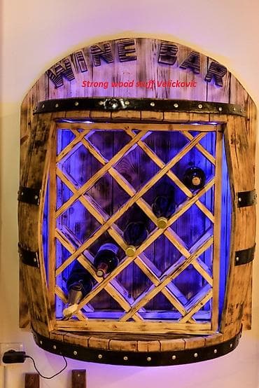 polica za tv: Bure polica za vino svetleća 75x43x90 cm Ručne izrade /handmade — 2