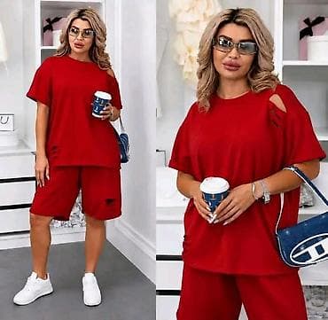 berška: Dvodelnj set za punije dame,oversize majica i bermude. - Model — 7