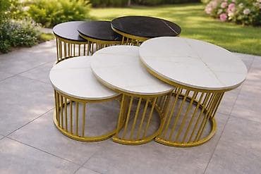 klub stolovi stilski: 🪑✨ Set modernih stolića MILANO – 3 komada – imitacija mermera 🏡 — 3