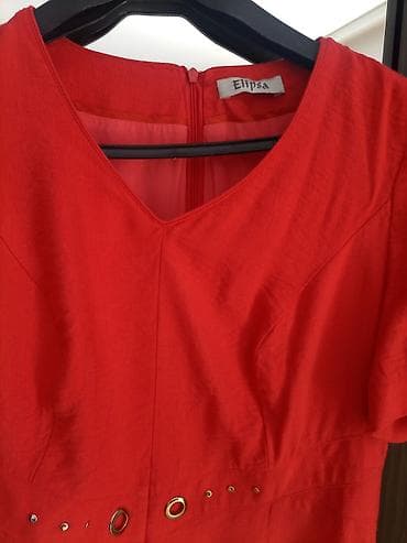 haljina sa cirkonima: Crvena haljina Ellipsa – elegantan kroj do kolena - Brend: Ellipsa — 2