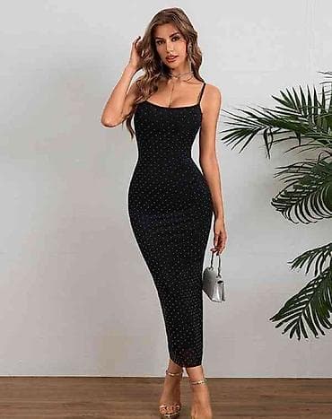 Men's Footwear: 🔥Elegantna satenska haljina sa tankim bretelema i sitnim kristalnim — 5