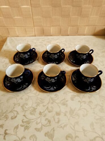 Set od 6 šoljica za kafu, espreso sa tacnama - Materijal: porcelan