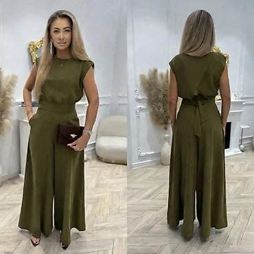 kompleti zenski: Elegantni ženski kombinezon sa širokim nogavicama - Kroj: bez rukava — 4