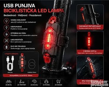vodootporne navlake: USB punjiva LED lampa za bicikl – snažna signalizacija za veću — 2