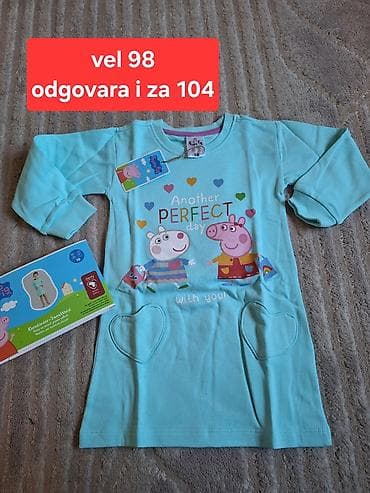 torba za bebu: Dečija tunika/duksa Peppa Pig, tirkizne boje, sa dugim rukavima — 1