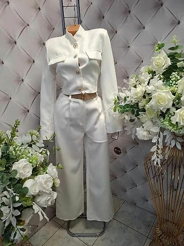Swimwear: Elegantni ženski komplet – sako i pantalone u beloj boji. - Sako — 2