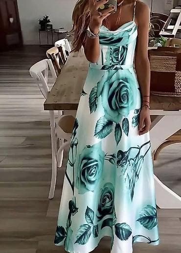 korseti prodaja: Duga haljina na bretele sa floralnim printom. - Model: maxi — 2