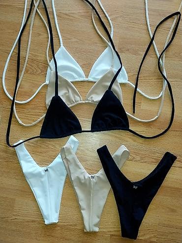 set prstenja: Ženski bikini set – trougao top + V-cut gaćice s ukrasnim leptirićem — 2