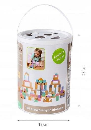 bicikla za decu od 8 godina: Drvene kocke 100 komada sa kanticom i sorterom – ECOTOYS Šifra — 3