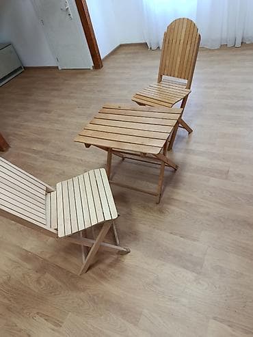 pokretna stolica: Prodajem baštenski drveni sto i dve stolice, do sada nekorišćene — 7