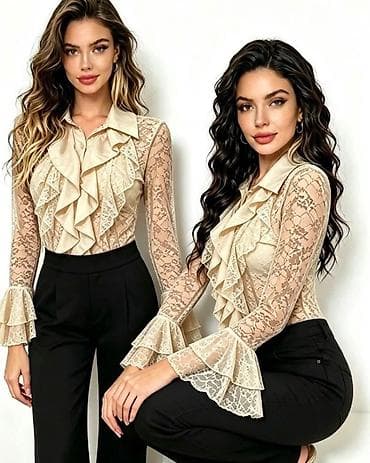 mona sakoi: Ženska elegantna čipkana bluza sa volanima

Kosulja: 2.700 dinara — 5