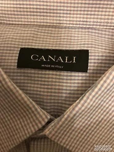Headgear: Original CANALI Milano kosulja 42 KAO NOVA 70% Lino 30% Cotone Ramena — 3