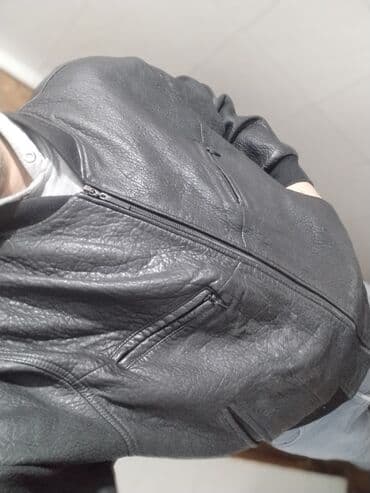 lidl donji veš: Muška kožna jakna, crna, klasičan bomber/aviator stil. - Materijal — 2