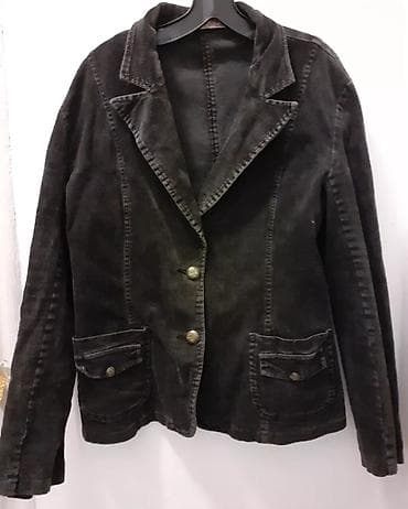 svecane haljine katrin: Ženski sako od somota (rebrasti/panama somot), tamno braon/ugljen siva — 1