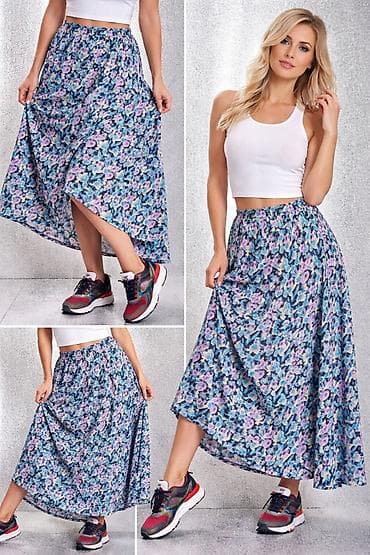 elipsa suknje: Suknja cvetna odgovara vel s m l u struku je na gumu povoljno pamuk — 1