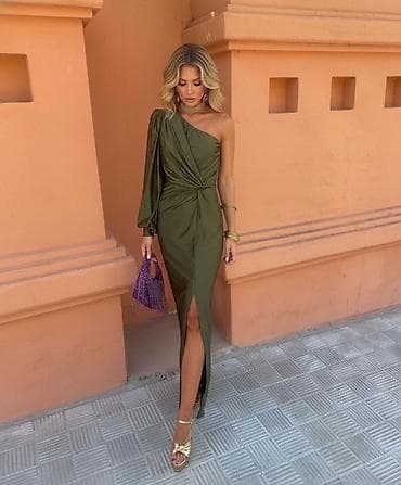 wish haljine: ✅Elegantna jednoramena midi/duga haljina sa čvor-naborima ✅2700 din S — 4