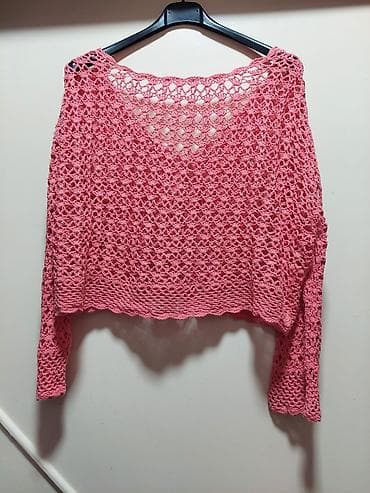 cizme zenske ccc: Ručno heklani ženski kardigan/bolero u roze boji. - Materijal — 2