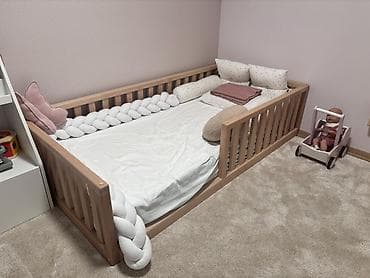 Dečiji nameštaj: Drveni krevetić/krevet za decu – puno drvo bukve - Materijal: masivna — 1