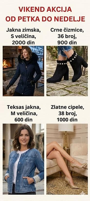 huarache bele: Vikend akcija – od petka do nedelje - Jakna zimska, S veličina – 2000 — 1