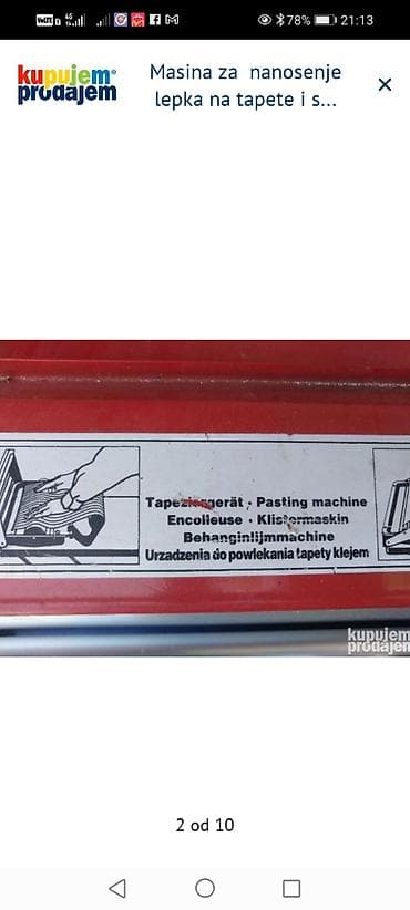 testera dodatak za brusilicu: Mašina za nanošenje lepka na tapete (pasting machine) - Namenjena za — 2