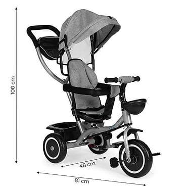 bilijar vranje: ECOTOYS 2u1 tricikl sa rotirajućim sedištem i sklopivom tendom – Gray — 6