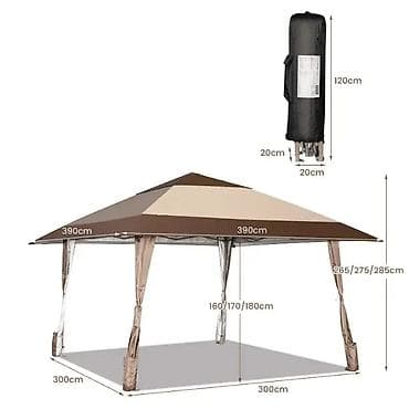 veliki suncobrani cena: Sklepivi baštenski paviljon 3, 9 x 3,9 m sa dvostrešnim krovom i — 1