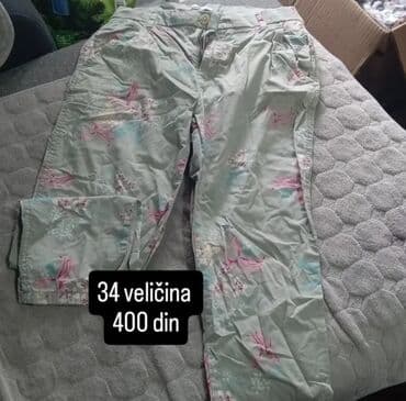 stradivarius pantalone zenske: Lagane ženske kapri pantalone svetlozelene boje sa dezenom — 1