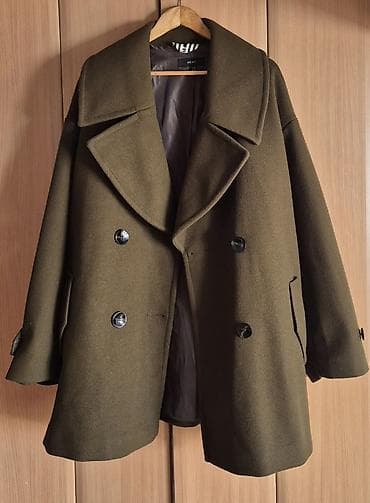 zara kamel kaput: Ženski kaput Next, model oversize/boxy kroja u maslinasto zelenoj — 2