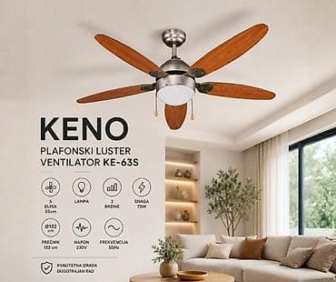 cunak sa ventilatorom cena: KENO plafonski luster ventilator KE-63S - Kombinacija plafonskog — 1