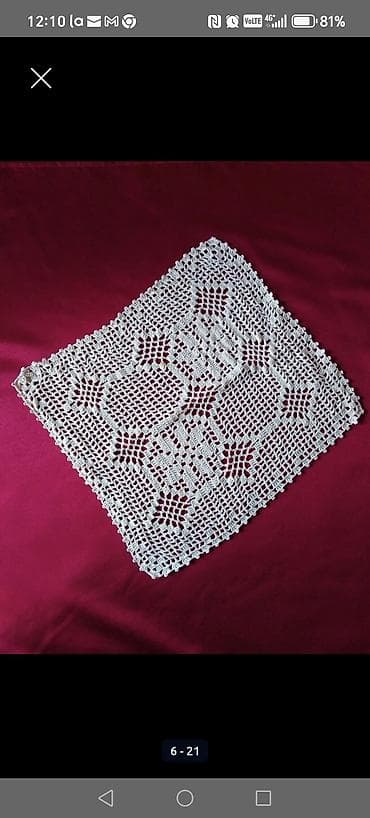 l profili cena: Ručno heklani miljei – od finog pamučnog konca u prirodnoj, beloj — 5