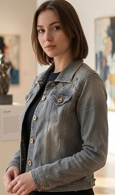 Ženska teksas jakna sa ukrasnim nitnama - Klasičan kroj sa kragnom i na lalafo.rs Ženska teksas jakna sa ukrasnim nitnama - Klasičan kroj sa kragnom i