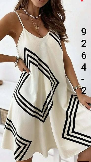 pantera haljine: Letnja haljina na tanke bretele - Kroj: lepršava A-linija, midi — 9