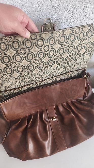 samsonite torbice oko struka: Velika braon torba preko ramena - Materijal: veštačka koža u toploj — 6