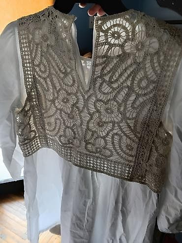 haljine svecane beograd: Bela haljina sa pamučnim čipkanim prslukom - Model: midi haljina — 6