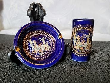 konjic na stapu: Grcki set,pepeljara,drzac za upaljac 1950g+. Set grcki,24k — 3