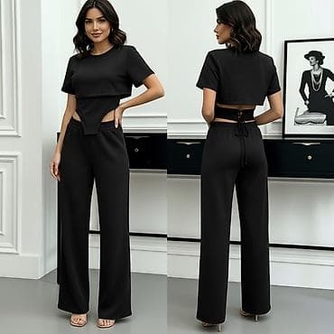 Overalls: Damski komplet – crni S, M, L - Dvodijelni komplet: kratka majica i — 1