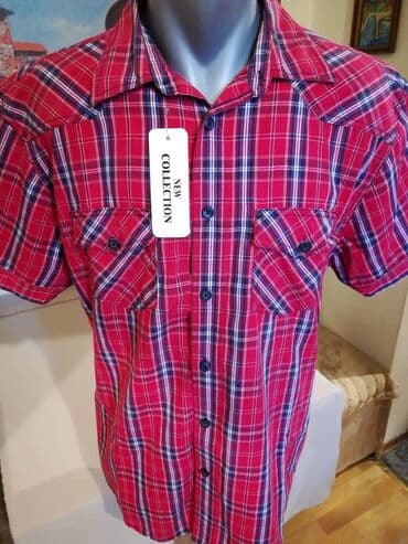 pantalone za punije: Nova muska pamucna kosulja sa kragnom New Fashion Crvena. Odlicna — 4