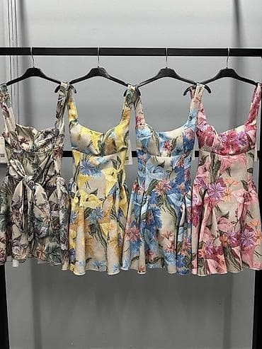 Muška odeća: 🔥Žensko letnje haljina na bretele, mini dužina, sa raskošnim cvetnim — 4