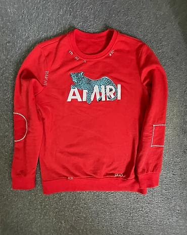 adidas zeleni duks: Crveni duks sa printom – veličina XL - Model: okrugli izrez, dugi — 1