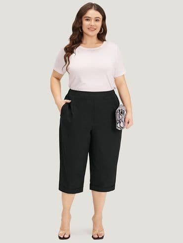 ženske pantalone za punije: 2XL, Visok struk, Kilote — 3