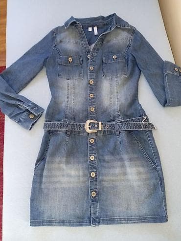 terrex cizme: Ženska teksas haljina košulja-kroja - Materijal: klasični plavi denim — 4