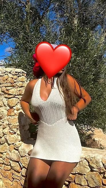 kasa za pari: Pamučna heklana mini haljina u bež/ekru nijansi. Model bez rukava sa — 2