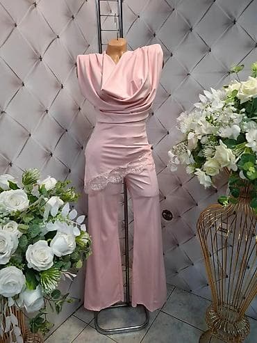 ps kombinezoni: Elegantni ženski komplet – bluza i pantalone sa čipkanim detaljem - — 2