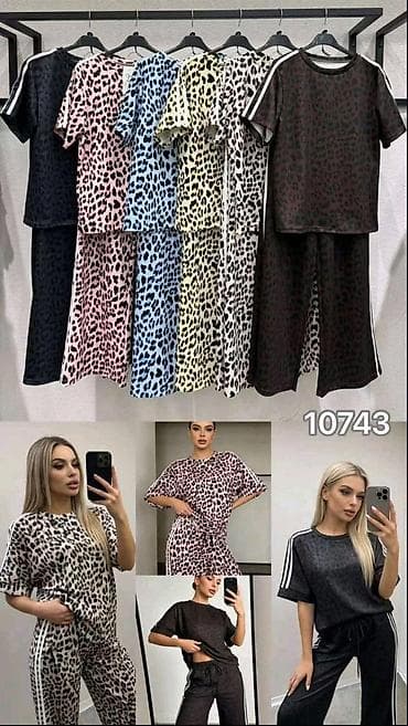 Dvoslojni ženski komplet – majica i donji deo sa leopard printom i