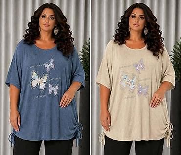 sako haljina bela: Ženska plus size tunika sa leptirima - Kroj: komotna, oversize — 4